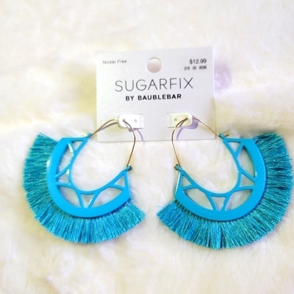 Sugarfix by Bauble Bar Blue Fringe Hoops